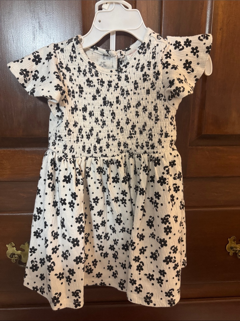 kenzie White Dress with Black Floral Print